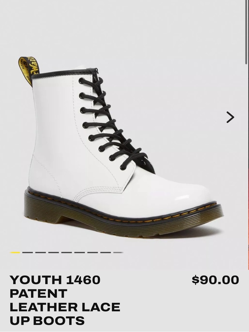 Dr. Martens Youth 1460 Patent Leather Lace  Up Boots US 2